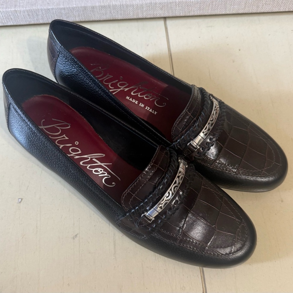 Brighton Women’s Size 6.5 Alcott Black w/dark Brown Loafers